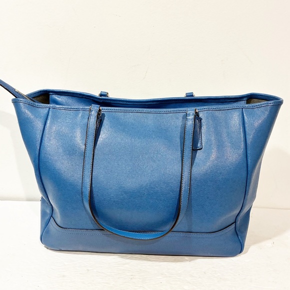 Coach Blue Leather SAFFIANO MEDIUM CITY TOTE Shoulder Bag - Picture 4 of 8